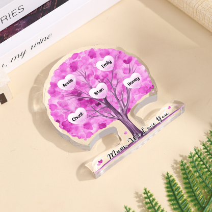 Personalised Heart Family Tree Ornament – Custom 5 Names & 1 Text – Unique Mother's Day Gift for Her | Jessemade