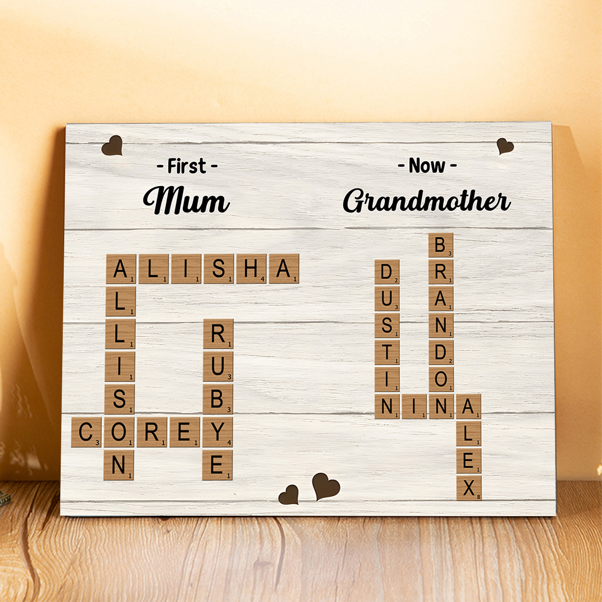 [Copy]Personalised Wooden Ornament – with Custom 2 Names – "Grandkids Fill a Place in Your Heart" – Unique Gift for Grandma | Jessemade