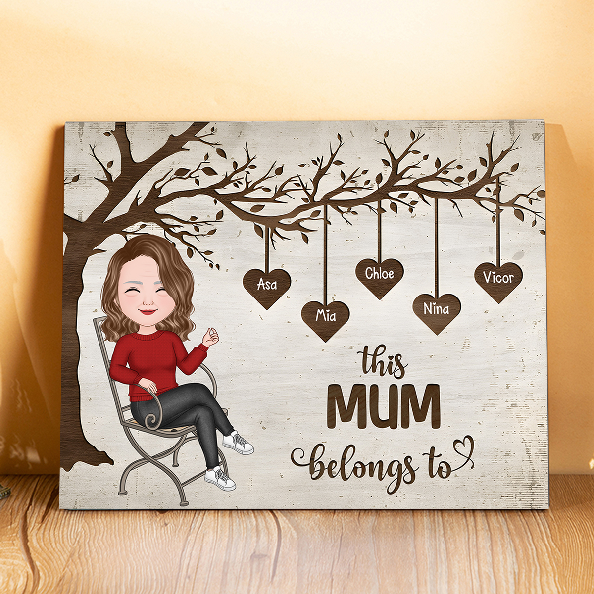 [Copy]Personalised Wooden Scrabble Ornament – Custom 1-7 Names, 1 Flower & 1 Text – Holding Hands & Floral Design – Unique Mother's Day Gifts for Her | Jessemade
