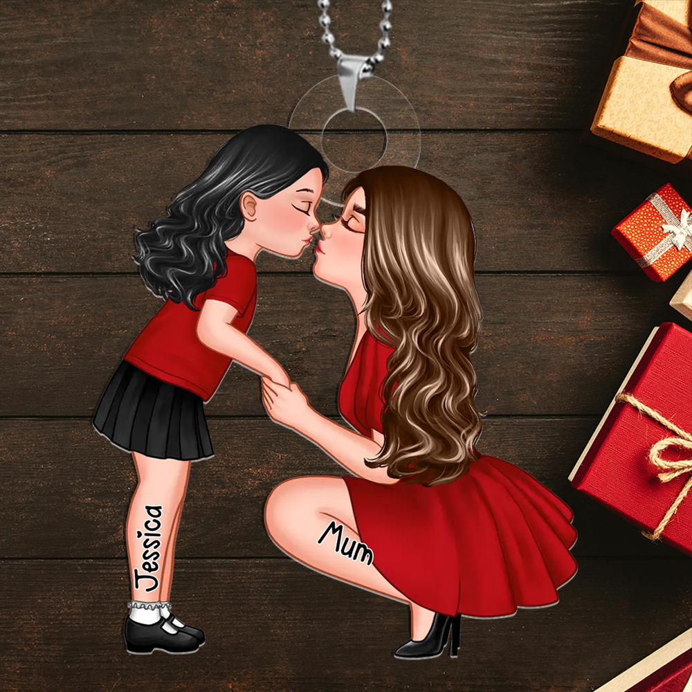 Personalised Mother & Child Acrylic Keyring, Custom Name Keyring Gift For Family | Jessemade