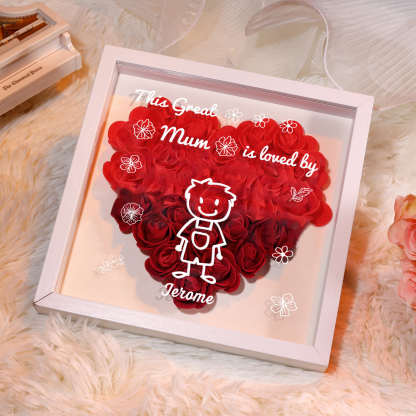 Personalised 3D Floral Shadow Box – Custom 1 Kids&Pet Name –“This Great Mum Is Loved By'- Gift for Mum, Nan & Loved Ones| Jessemade