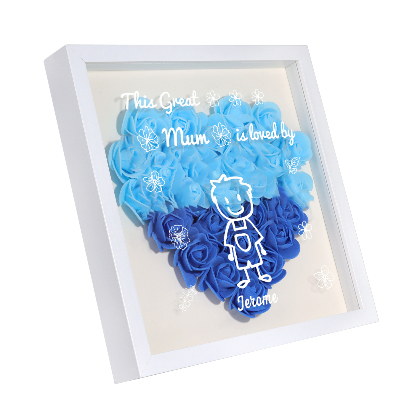 Personalised 3D Floral Shadow Box – Custom 1 Kids&Pet Name –“This Great Mum Is Loved By'- Gift for Mum, Nan & Loved Ones| Jessemade
