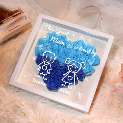 Personalised 3D Floral Shadow Box – Custom 2 Kids&Pets Names –This Great Mum Is Loved By- Gift for Mum, Nan & Loved Ones| Jessemade