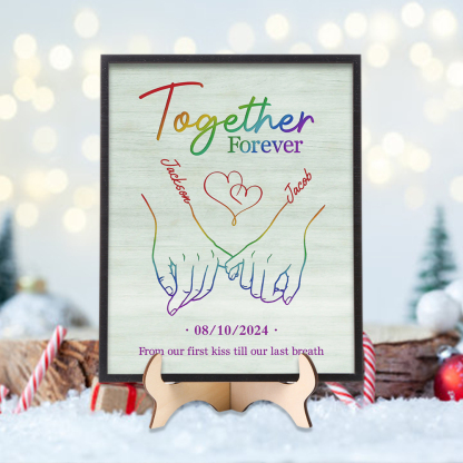 Personalised Couple Hand-in-Hand Wooden Plaque – Custom 2 Names, Text & Date Christmas Couple Gift for Him/Her | Jessemade