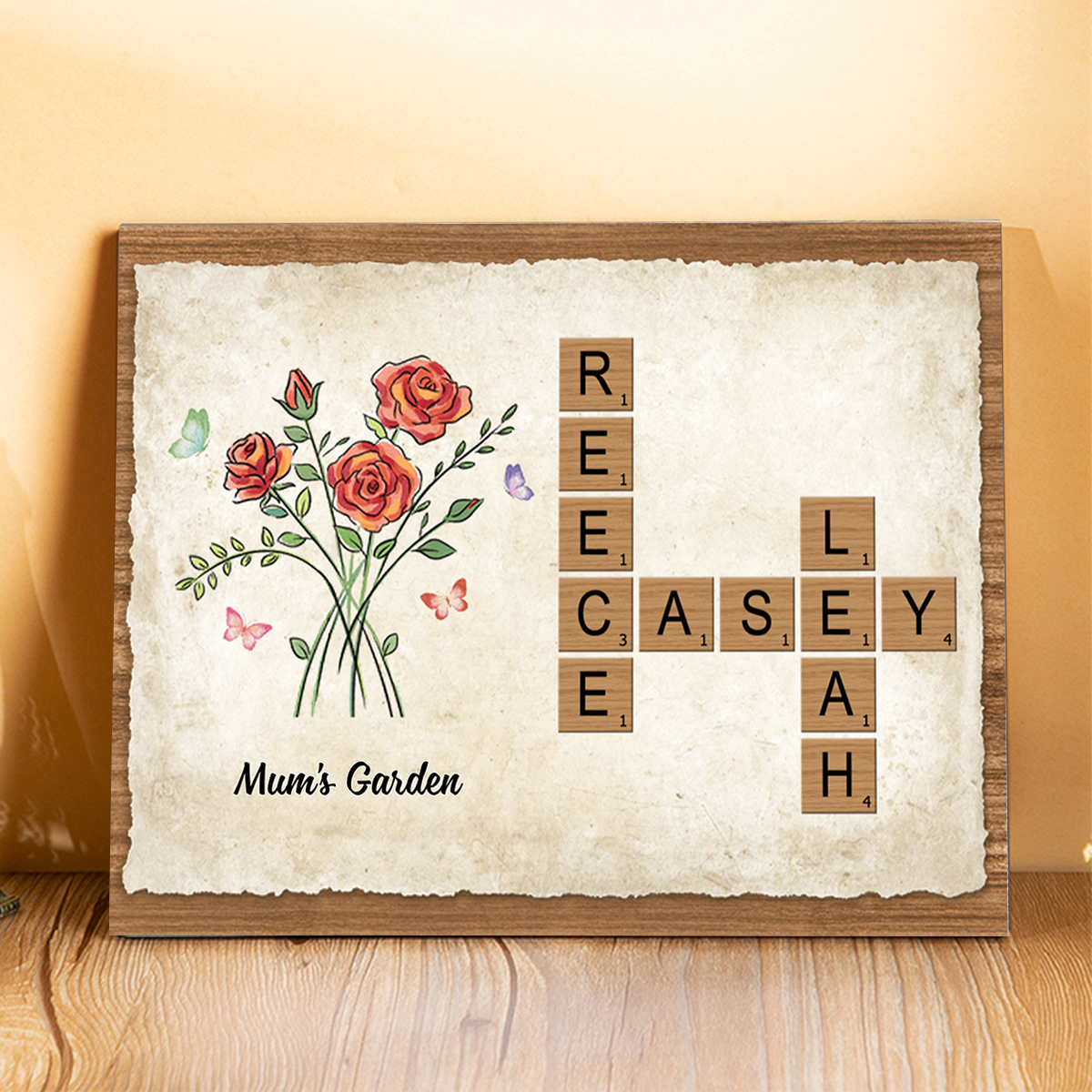 Personalised Crossword Wooden Ornament – with Custom Text & Name Ornam