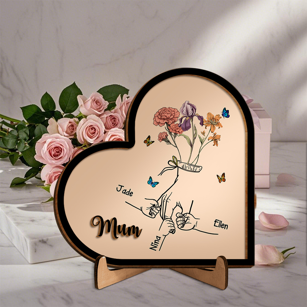 Custom Mother’s Day Heart Plaque – Gift from Children with Personalised Names | Jessemade