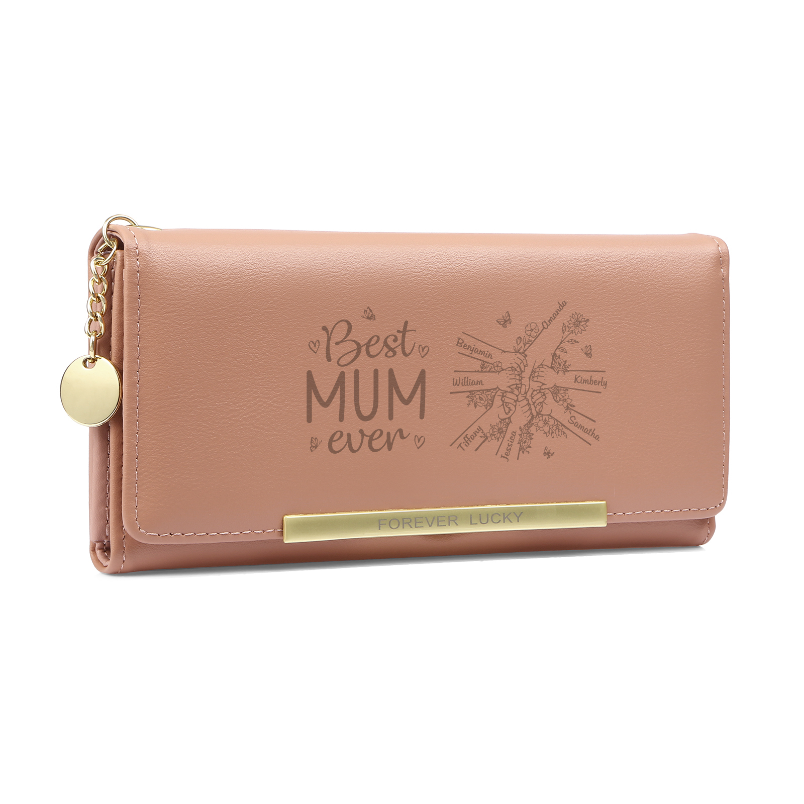 Personalised Folding Wallet with 2-7 Names Gift for Mum
