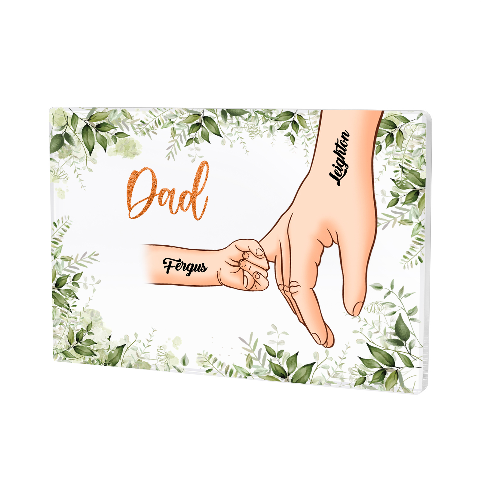 2 Names Personalised Acrylic Plaque for Dad - Custom Holding Hands Style | Jessemade