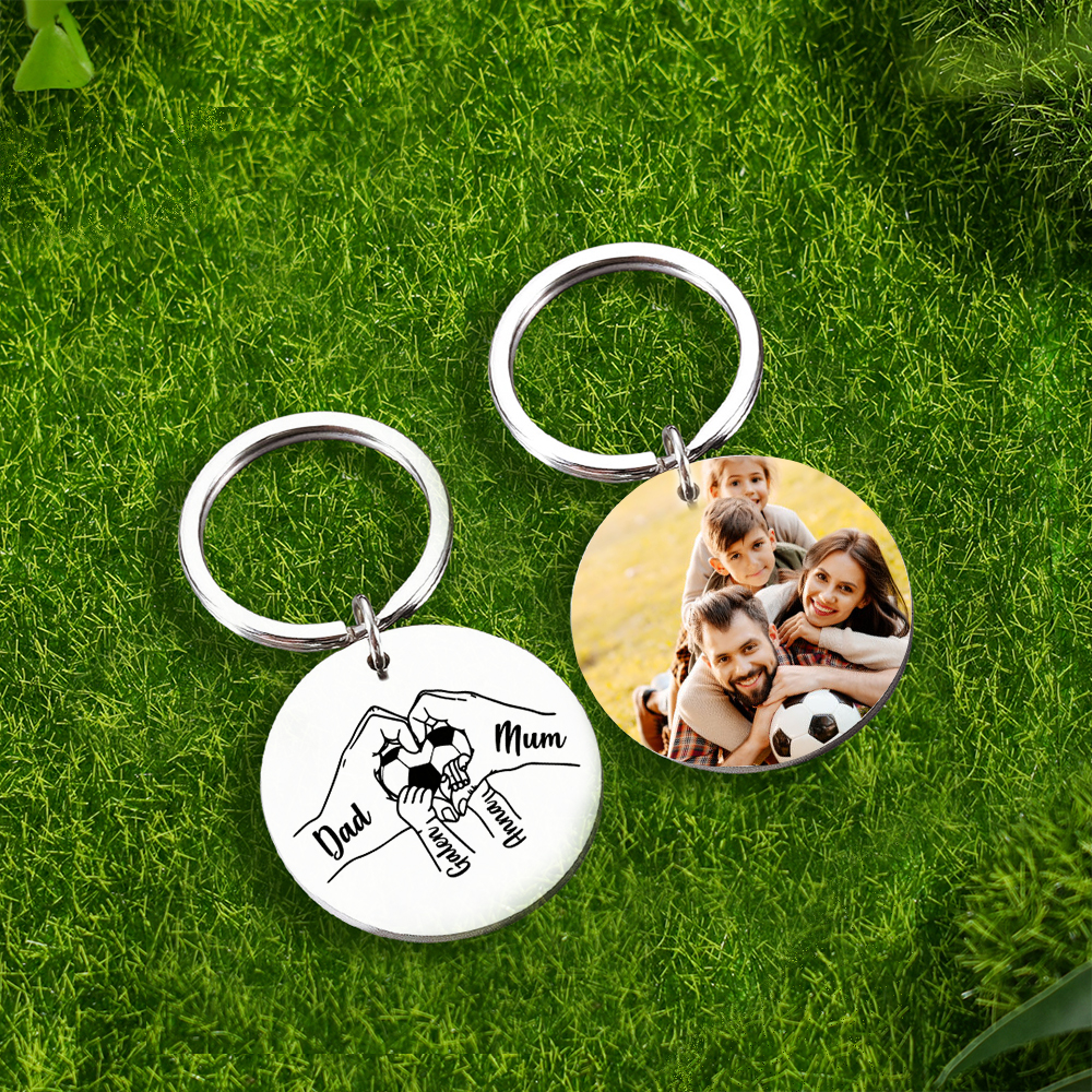 Custom Family Photo Keyring for Mum & Dad – Personalised Gift with 4 Names & 1 Photo | Jessemade