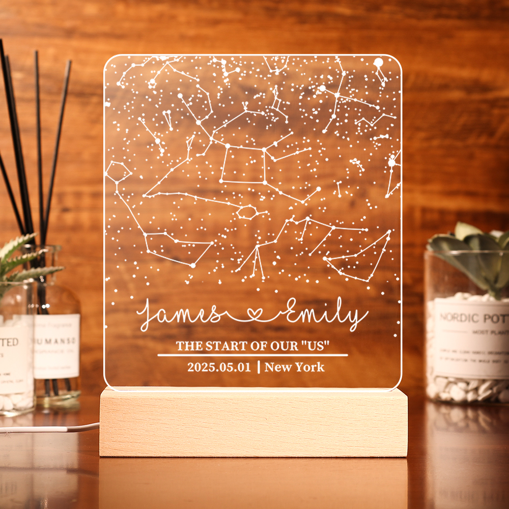 Personalised Star Map LED Night Light - Custom Gift for Her/Him | Jessemade