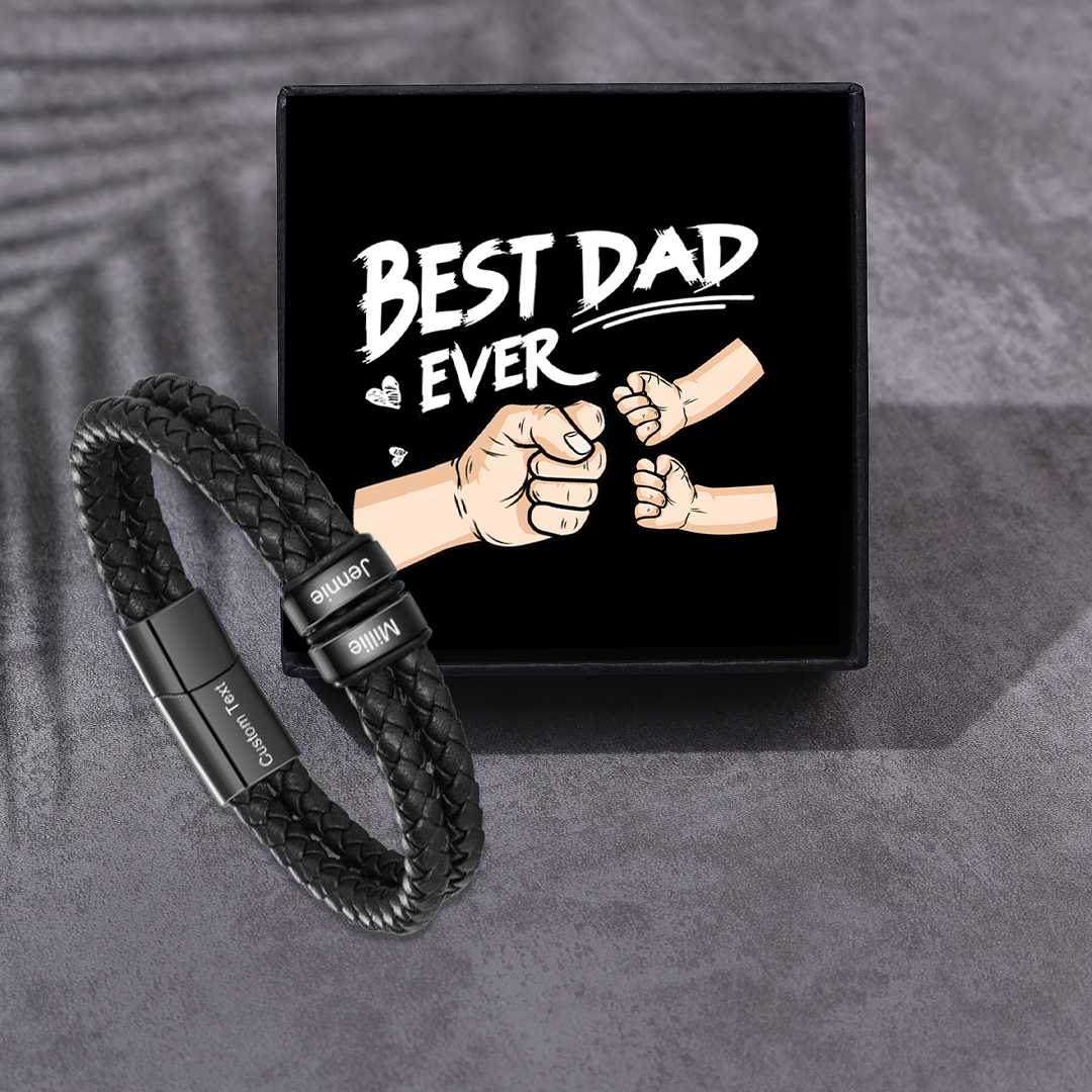 Personalised Men Bracelet with 2-6Names & 1 Text-Custom Bracelet for Him | Jessemade