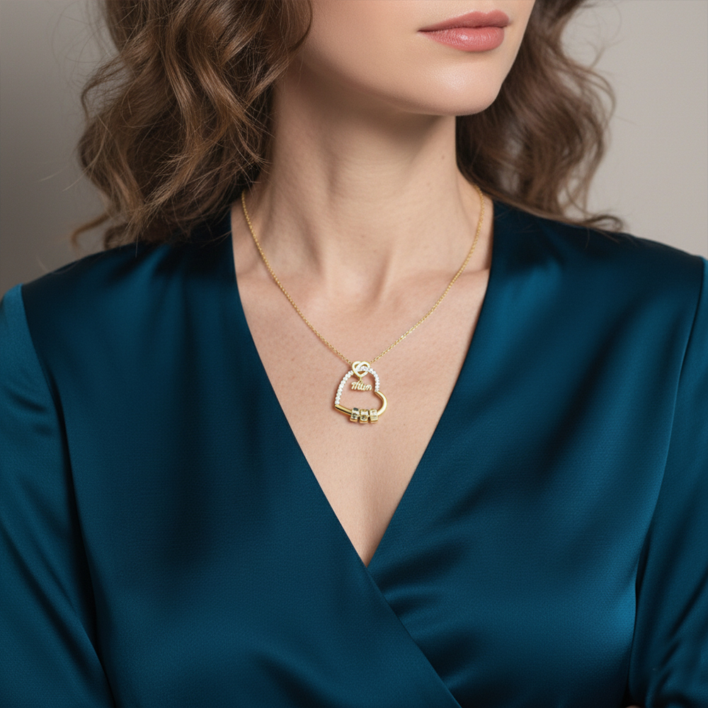 Personalised Mum Birthstone Heart Necklace With 1-5 Names