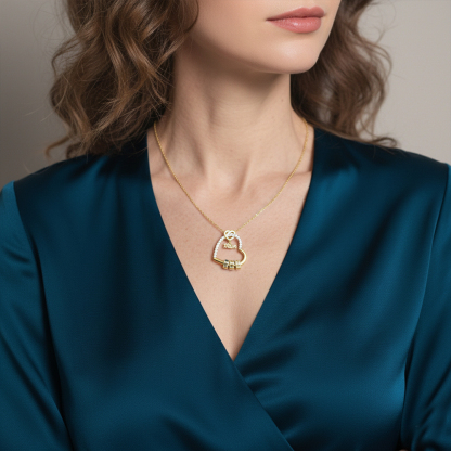 Personalised Mum Birthstone Heart Necklace With 1-5 Names