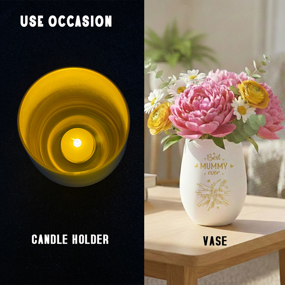 Personalised Glass Candle Holder “Best Mum/Nanny Ever” with 2–7 Children’s Names