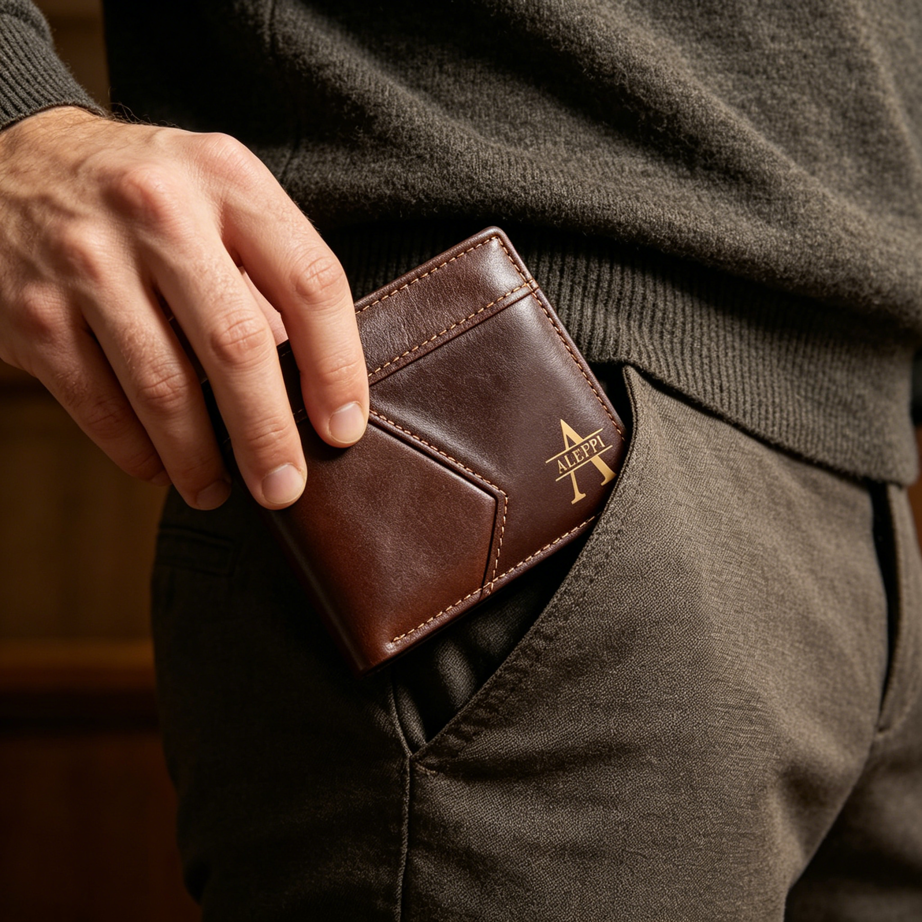 Personalised First  Layer Leather Men's Wallet - Custom Name and Letter Gift for Him | Jessemade