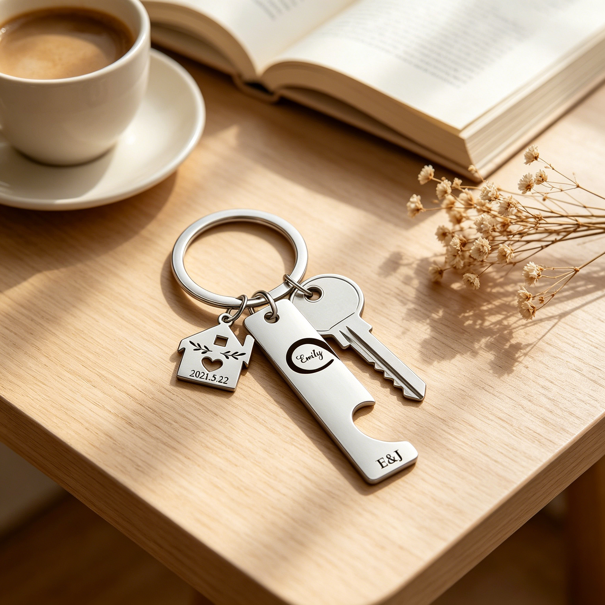 Personalised Letter Infinite Puzzle Couple Keyring Engrave Date Matching Couple Gifts, Special Gift For Him/Her