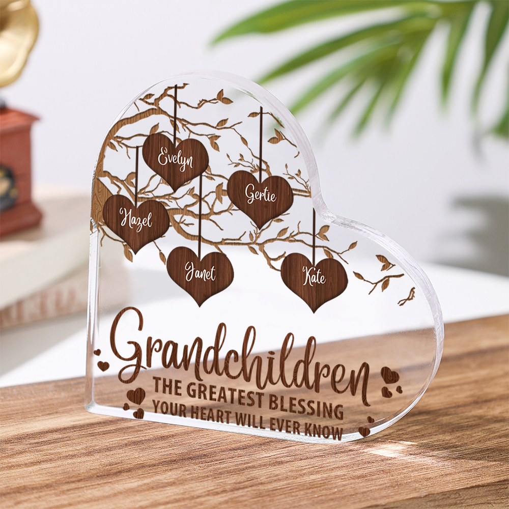 Personalised Bear Family Acrylic Custom 1-10 Names Heart-shaped Acrylic Ornaments Gift for Nan | Jessmade