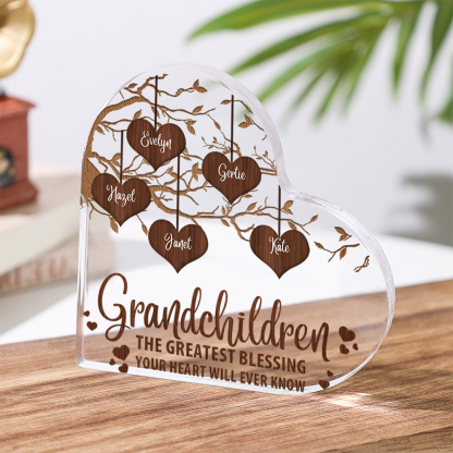 Personalised Bear Family Acrylic Custom 1-10 Names Heart-shaped Acrylic Ornaments Gift for Nan | Jessmade