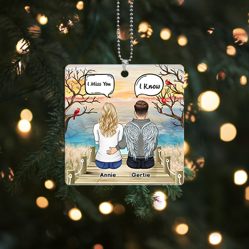 Personalised Memorial Ornament Custom 2 Names- "I Miss You, I Know" Custom Acrylic Ornament for Remembrance | Jessmade