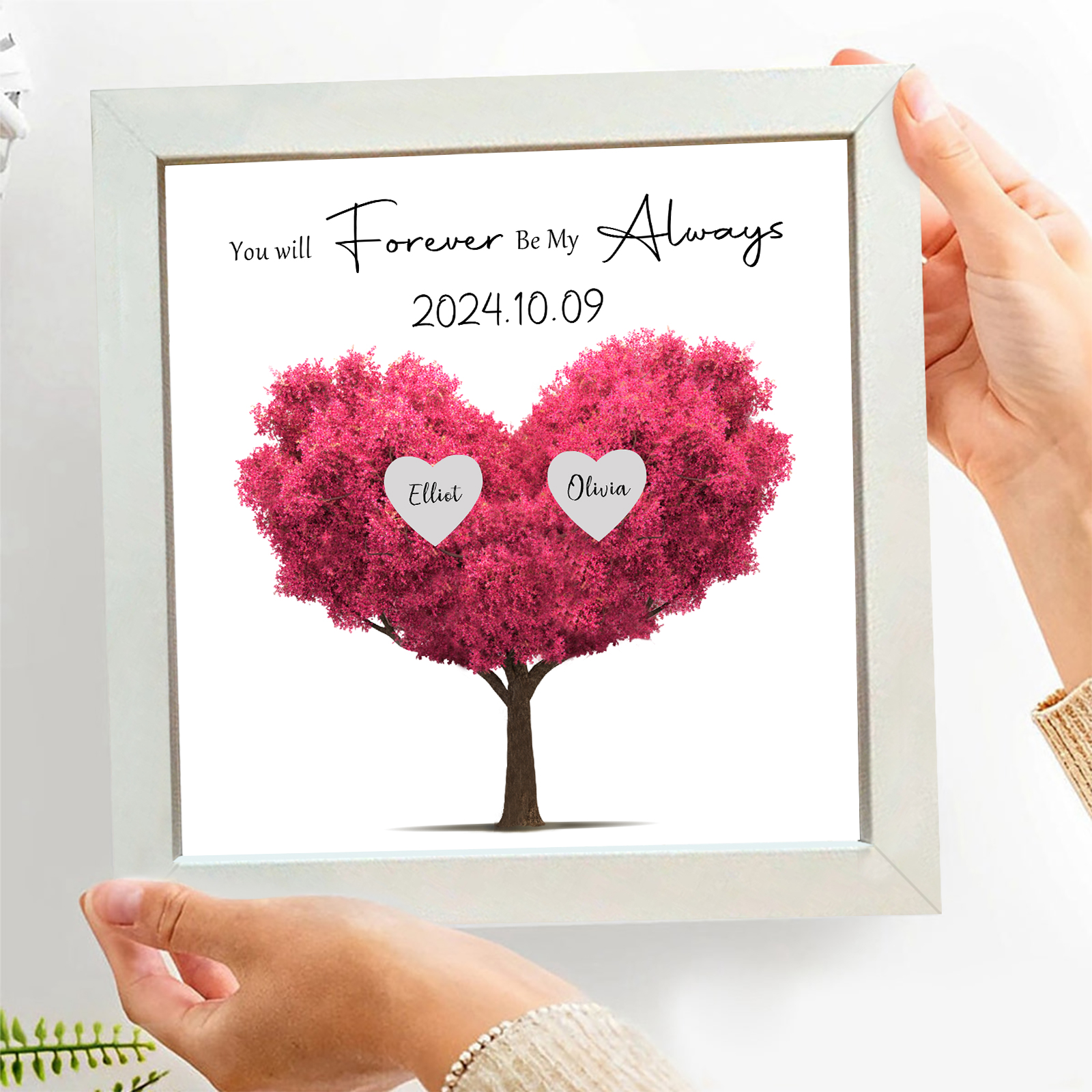Personalized Love Tree Plastic Photo Frame with 2 Names & Date – Valentine's Gift for Couple | Jessemade