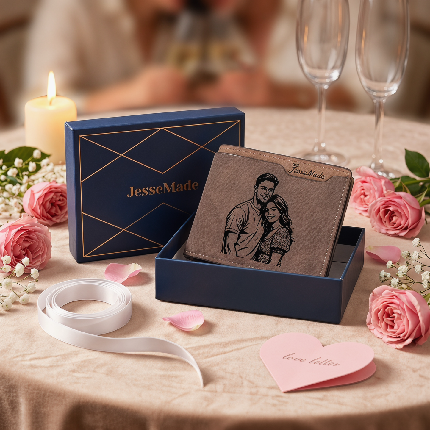 Personalised PU Leather Men’s Wallet with Custom Photo & Name & Letter Christmas Couple Gift for Him