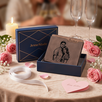 Personalised PU Leather Men’s Wallet with Custom Photo & Name & Letter Christmas Couple Gift for Him