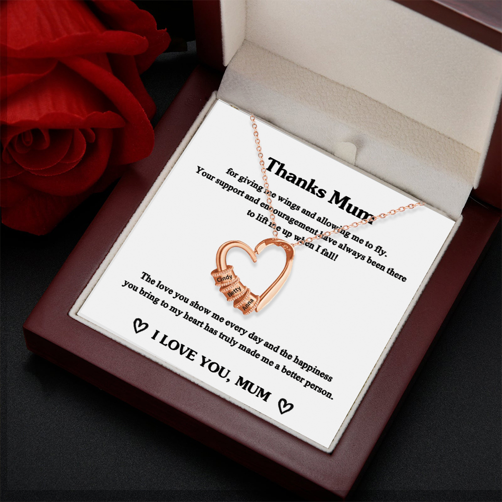 Personalised Gold Heart Necklace With 2-4 Names for Her