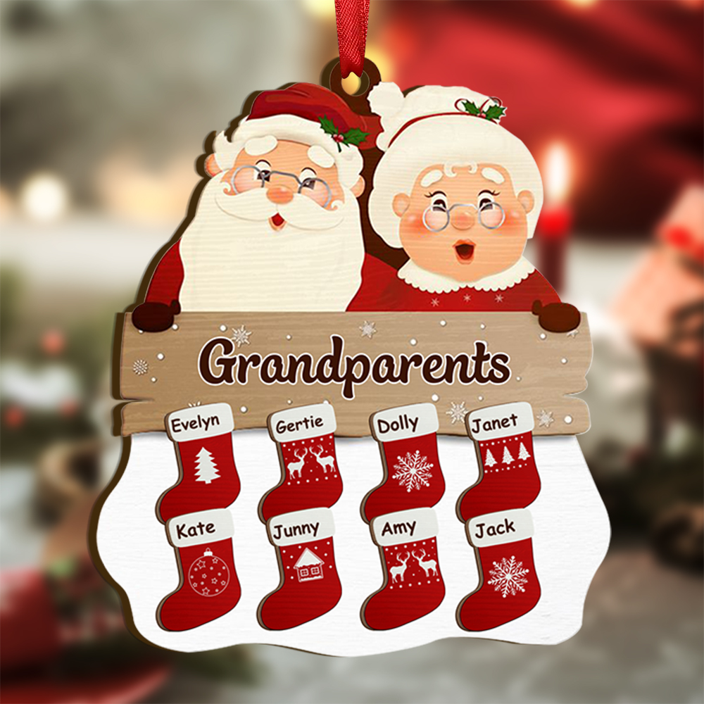 Personalised Christmas Hanging Ornament with Stockings Custom 1-10 Names For Grandparents | Jessmade