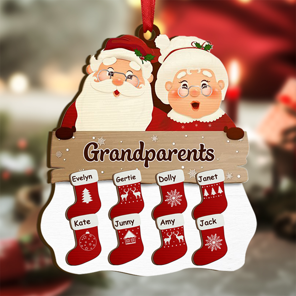 Personalised Christmas Hanging Ornament with Stockings Custom 1-10 Names For Grandparents | Jessmade