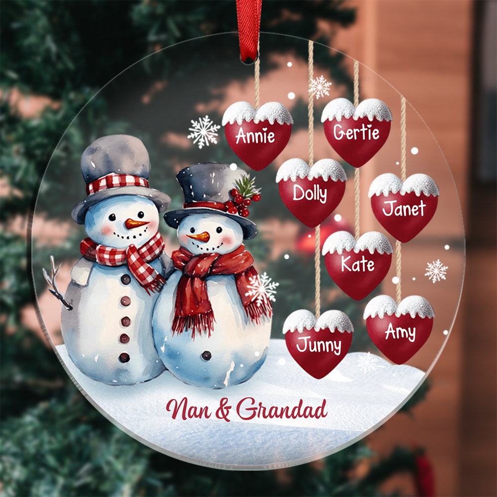 Personalised Snowman Christmas Ornament with Custom Names Family Tree Christmas Gift | Jessemade