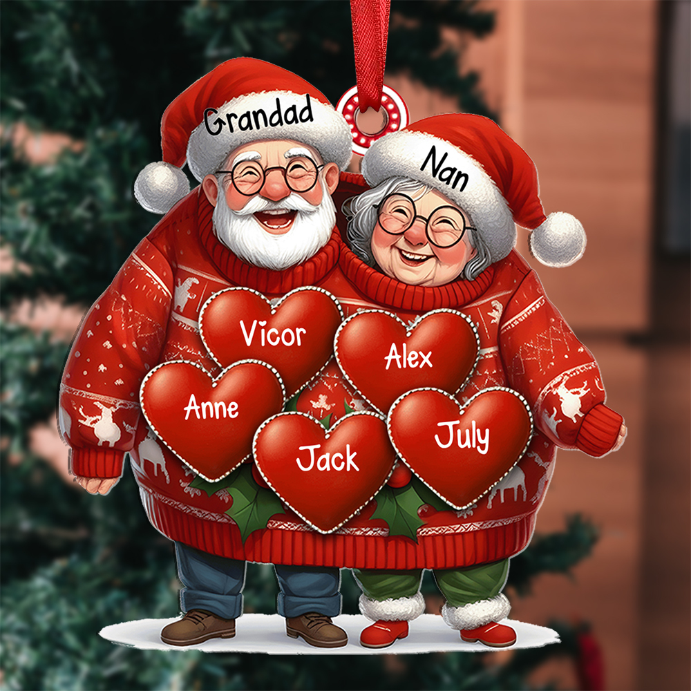 Personalised Christmas Ornament – Custom 3-8 Names Family Christmas Gift for Grandad and Nan | Jessemad