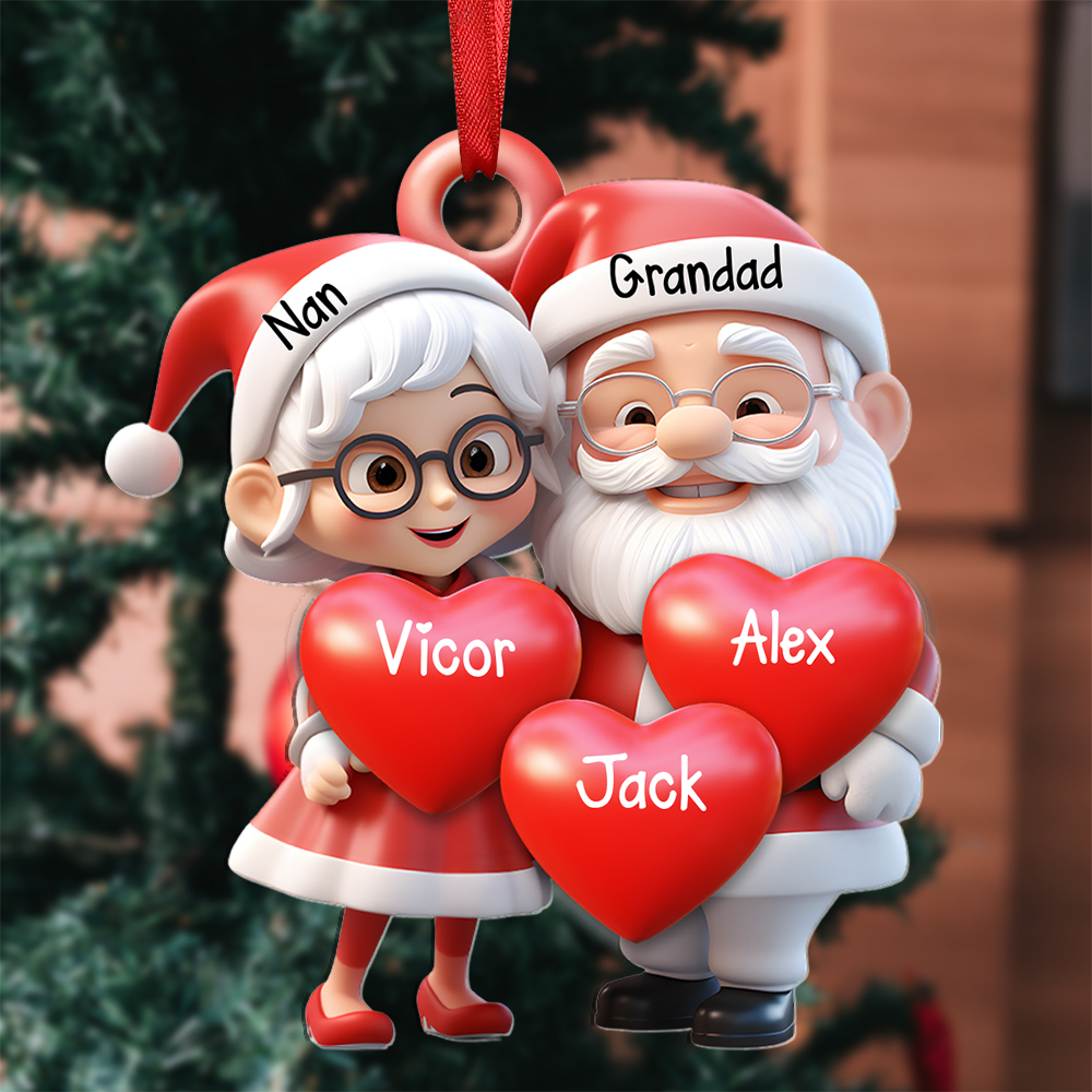 Personalised Christmas Ornament with 2-9 Names - Acrylic Decoration Christmas Gift for Grandad/Nan | Jessemade