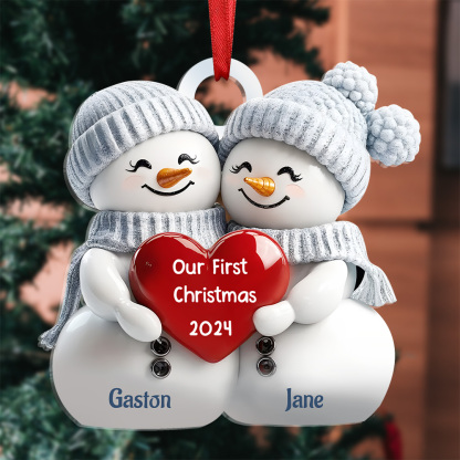 Personalised Couple Snowman Ornament – Custom 2 Names and Year – Christmas Gift for Her/Him | Jessemade