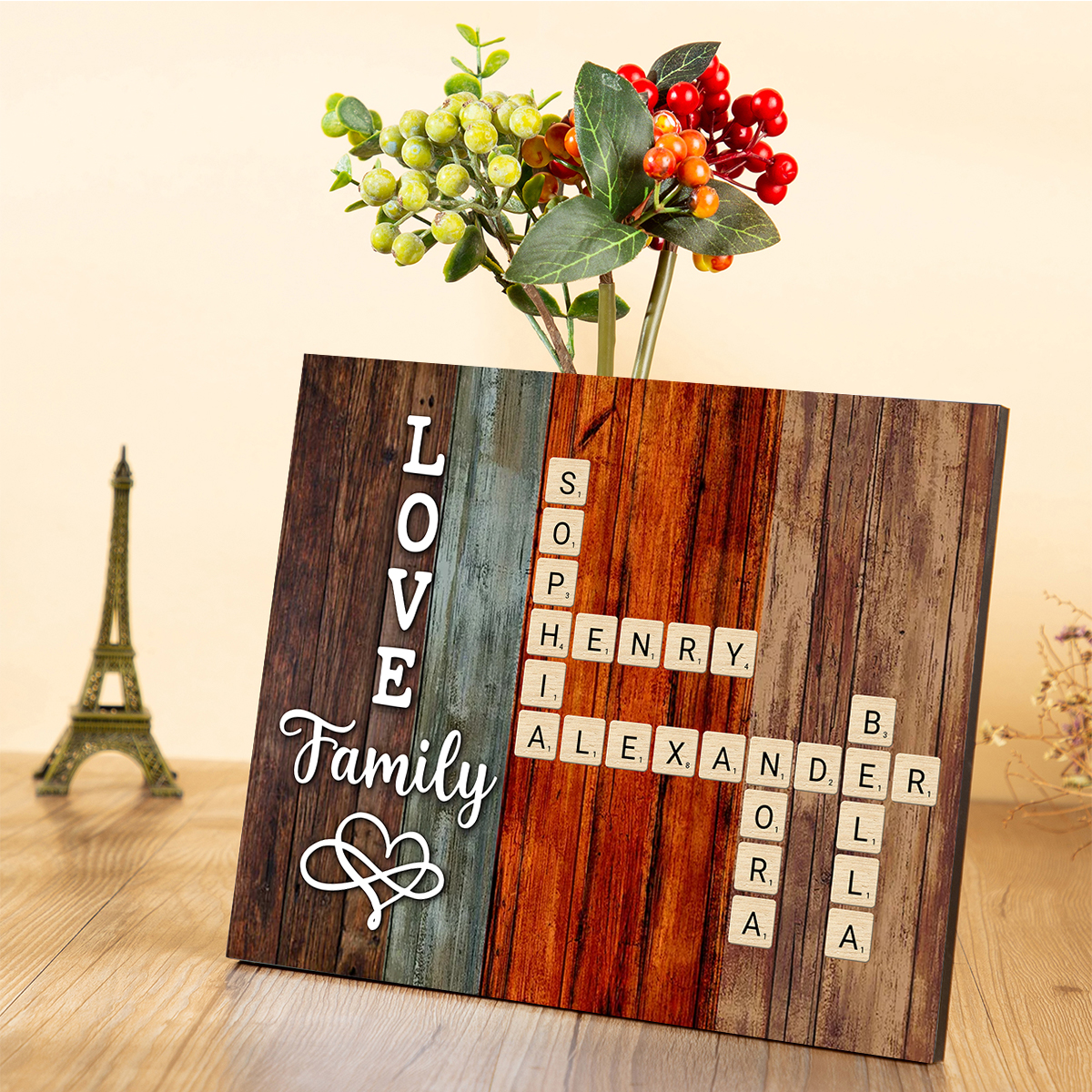 Personalised Family Crossword Art - Created In A Moment, Treasured Forever Poster | Jessemade