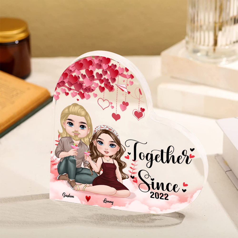 Personalised Heart Acrylic Keepsake - Custom 2 Names & 1 Year - Couple Christmas Gift for Her/Him | Jessemade