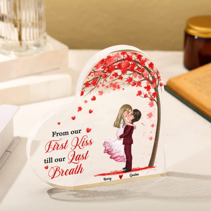 "From our First Kiss till our Last Breath" Personalised Heart Acrylic Decor - Custom 2 Names Home Decoration Christmas Gift for Couple | Jessemade