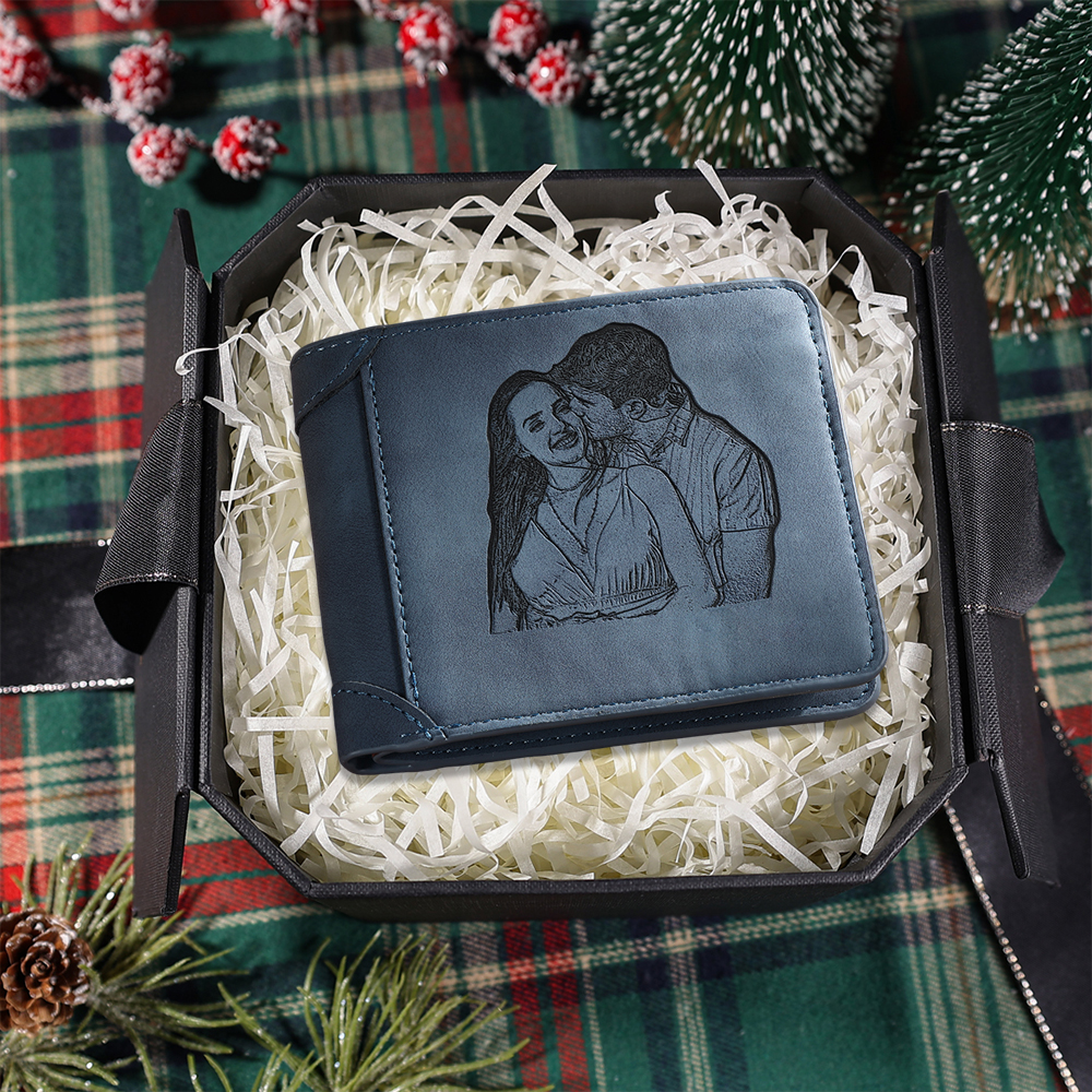 Personalised Men's Wallet with Custom Photo & Name & Letter PU Leather Wallet Couple Gift for Him | Jessemade