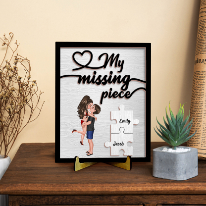 Personalised Wooden Ornament with Custom 2 Names - "My Missing Piece" - Valentine's Day Gifts for Him | Jessemade