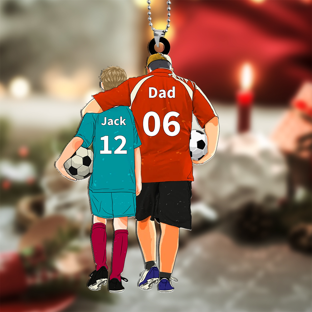 Personalised Acrylic Ornament – Custom Father & Child Design, Football-Themed Gift for Family | Jessemade