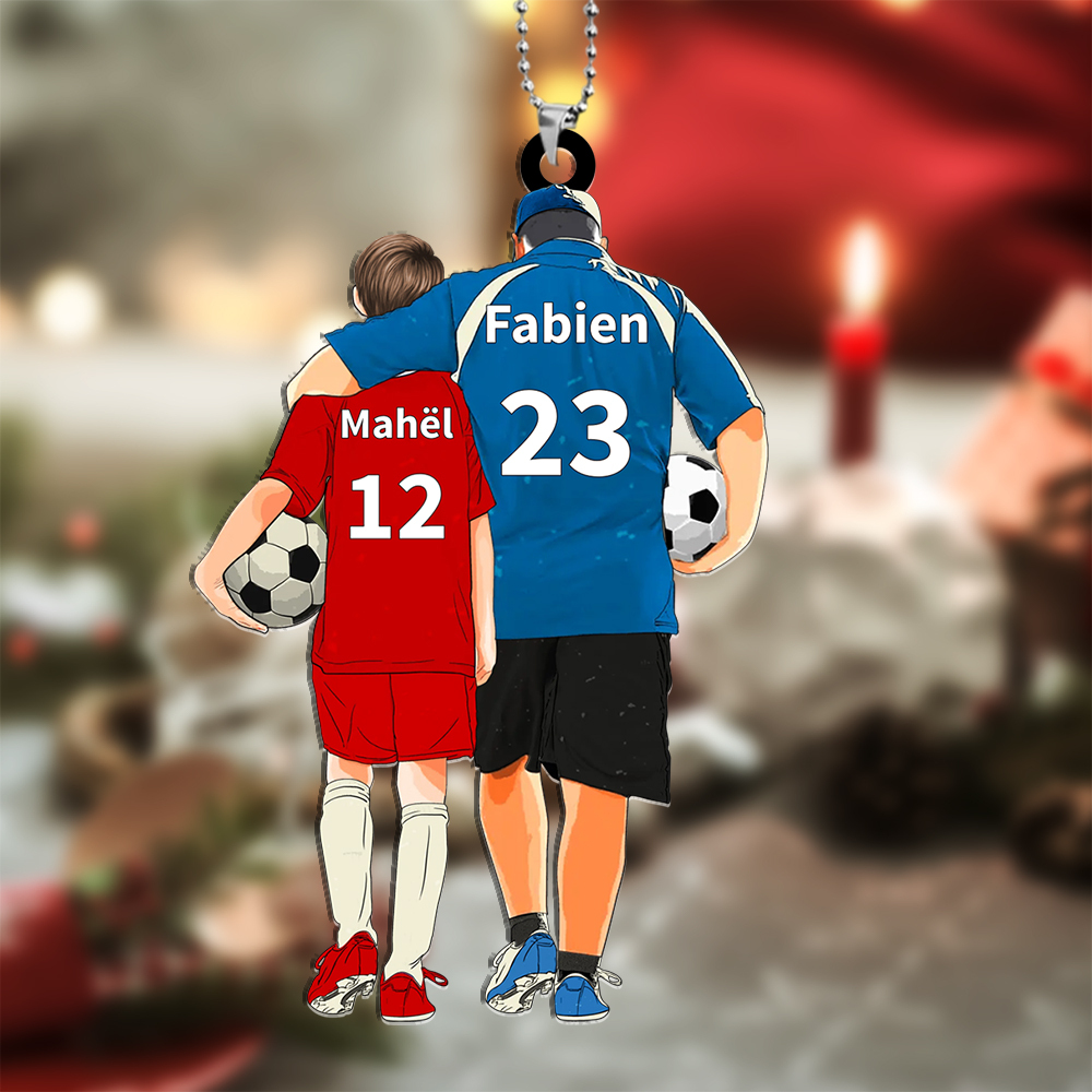Personalised Acrylic Ornament – Custom Father & Child Design, Football-Themed Gift for Family | Jessemade