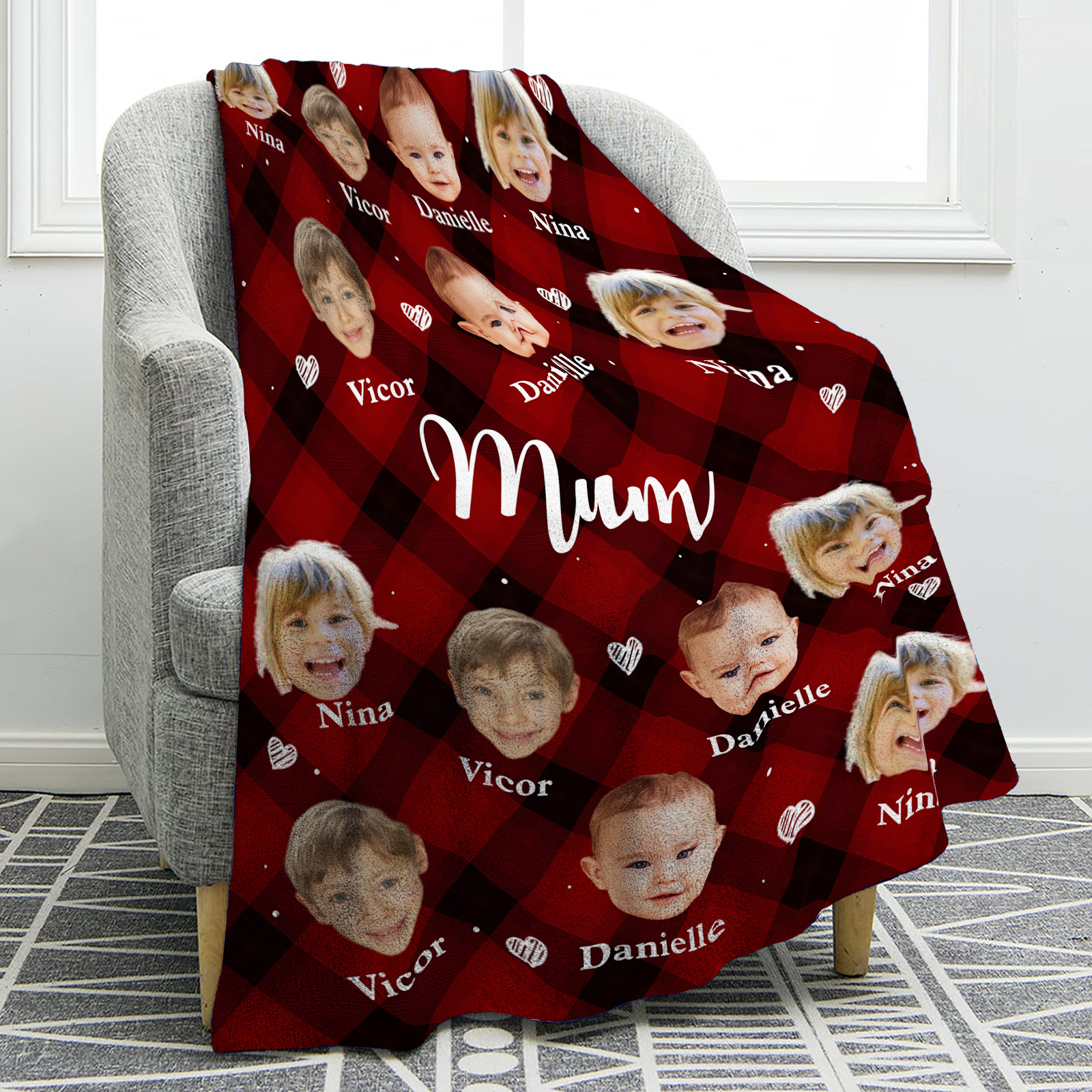 Personalised Flannel Blanket – with Custom 2 Characters & Names – Unique Mother's Day Gifts for Her | Jessemade