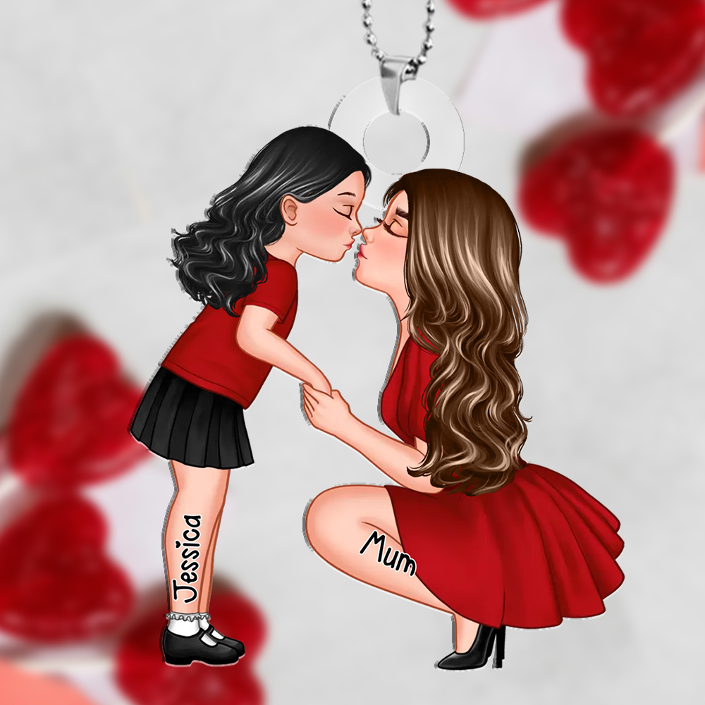 Personalised Mother & Child Acrylic Keyring, Custom Name Keyring Gift For Family | Jessemade