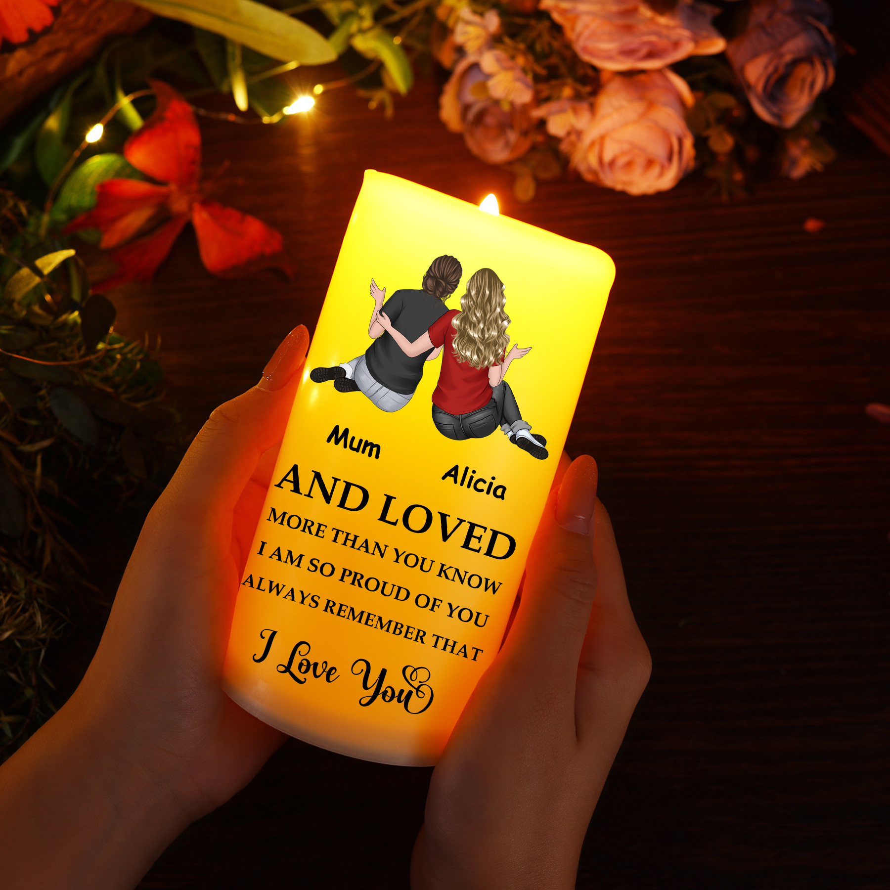 Personalised 1-5 Names Mum LED Candle, Custom First Mum Now Grandmothe