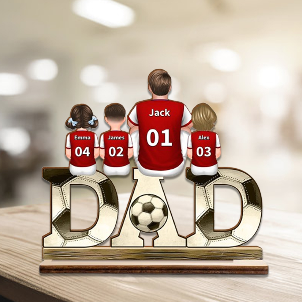 2-5 Names Personalised Football Dad Ornament - Custom Decoration Plaque for Father | Jessemade