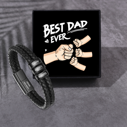 Personalised Men Bracelet with 3 Names & 1 Text - Custom Gift for Him | Jessemade