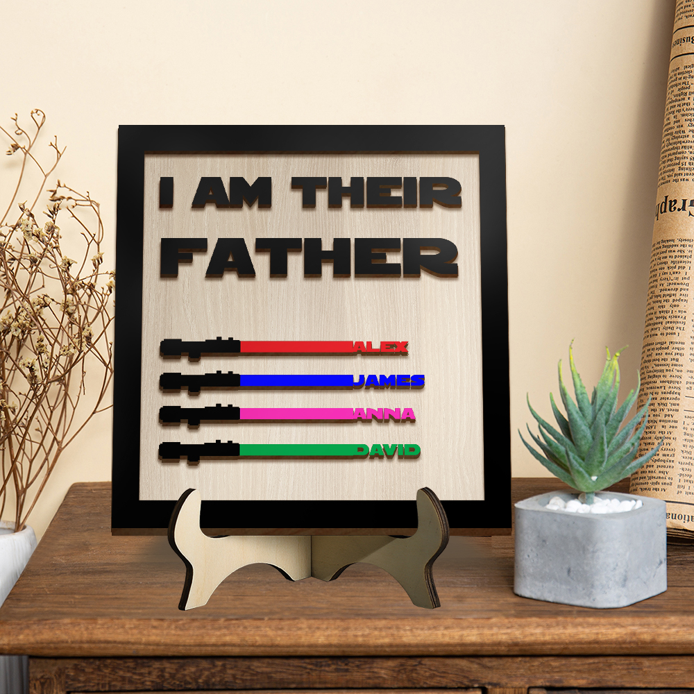 Personalised Wooden Name Plaque Custom 1-6 Names Birthday Gift for Grandad or Father | Jessemade