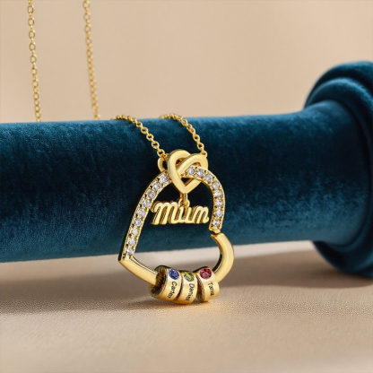 Personalised Mum Birthstone Heart Necklace With 1-5 Names