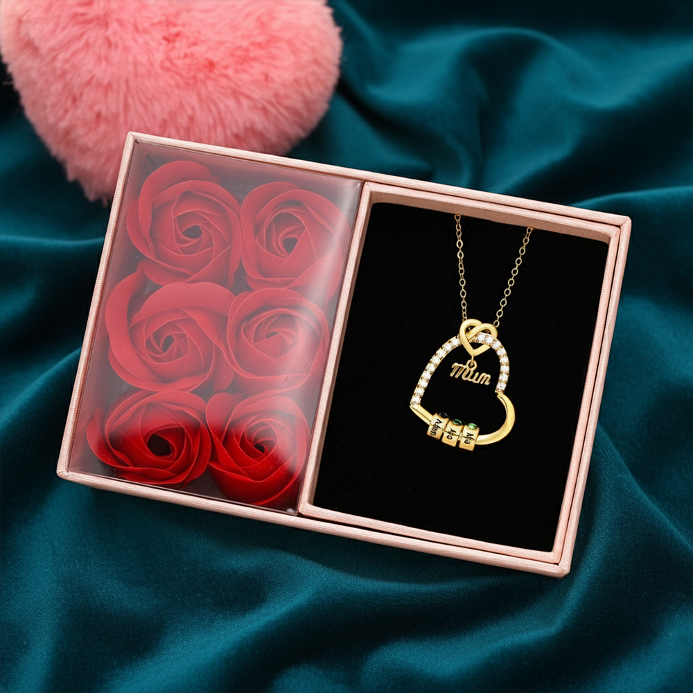 Personalised Mum Birthstone Heart Necklace With 1-5 Names