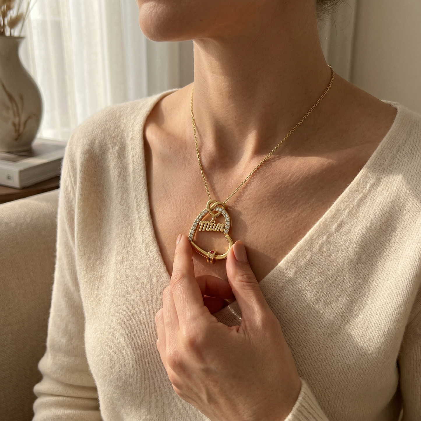 Personalised Mum Birthstone Heart Necklace With 1-5 Names