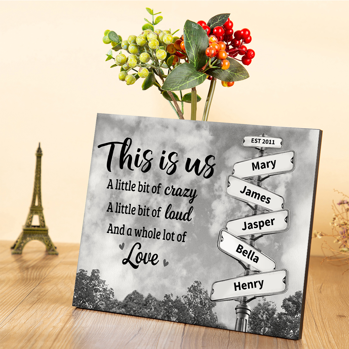 This Is Us And A Whole Lot Of Love - Family Personalised Custom 2-8 Name Wooden Ornaments Gift For Family | Jessmade